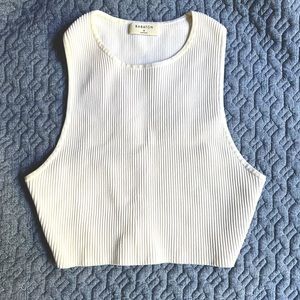 Babaton Tops | Sculpt Knit Racer White Crop Medium